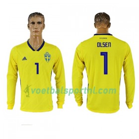 Zweden Olsen 1 Thuis Shirt WK voetbal 2018 L/S